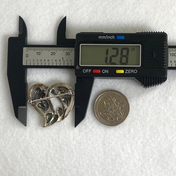 Sterling Silver 925 Mixed Metal Gold Vermeil Foliage Leaf Floral Heart Brooch - Picture 14 of 16